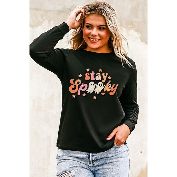 Azura Exchange  Black Halloween stay Spooky Graphic Sweatshirt - Picture 6 of 8